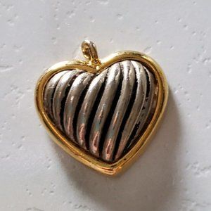 Silver & Gold Heart Necklace Charm